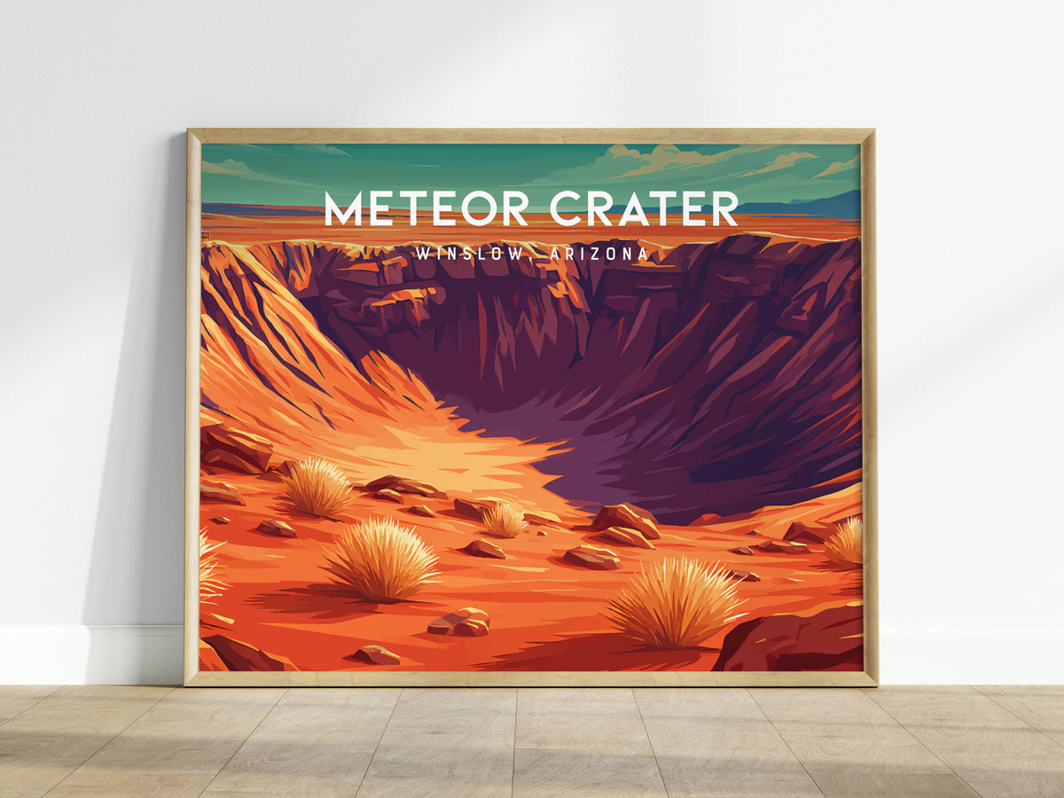 Meteor Crater Landscape Poster | Winslow, Arizona Framed or Unframed Vacation Wall Art — framed wall art