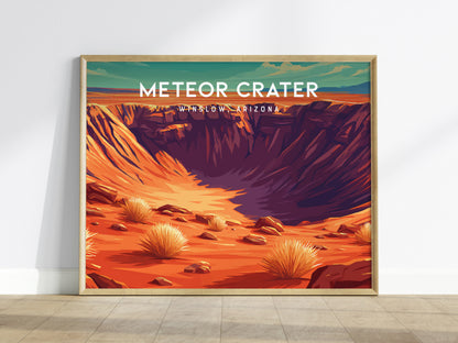 Meteor Crater Landscape Poster | Winslow, Arizona Framed or Unframed Vacation Wall Art — framed wall art