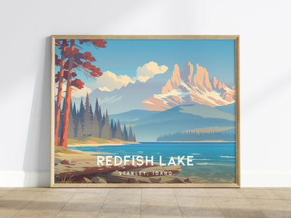 Redfish Lake Landscape Poster | Stanley, Idaho Vacation Wall Art — framed wall art