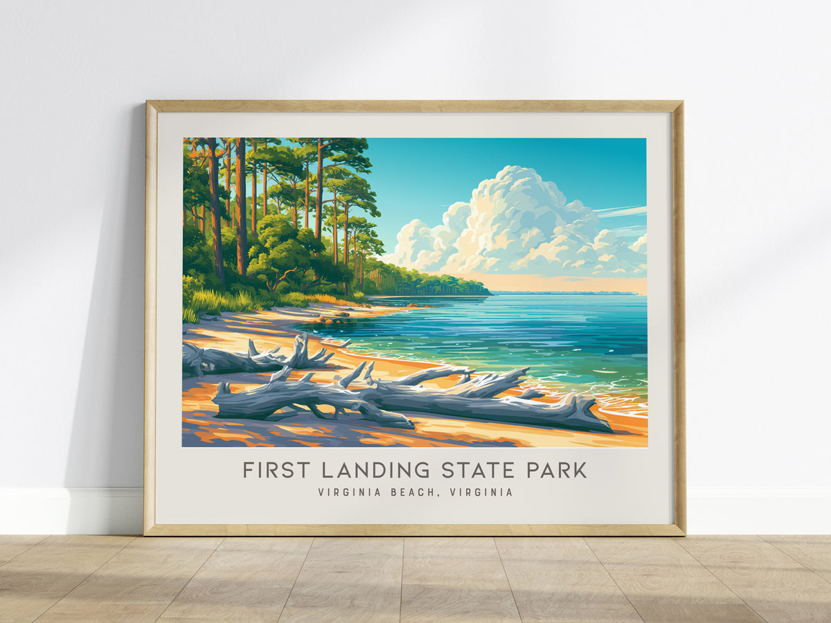 First Landing State Park Landscape Matte Border Poster | Virginia Beach, Virginia Vacation Wall Art — framed wall art