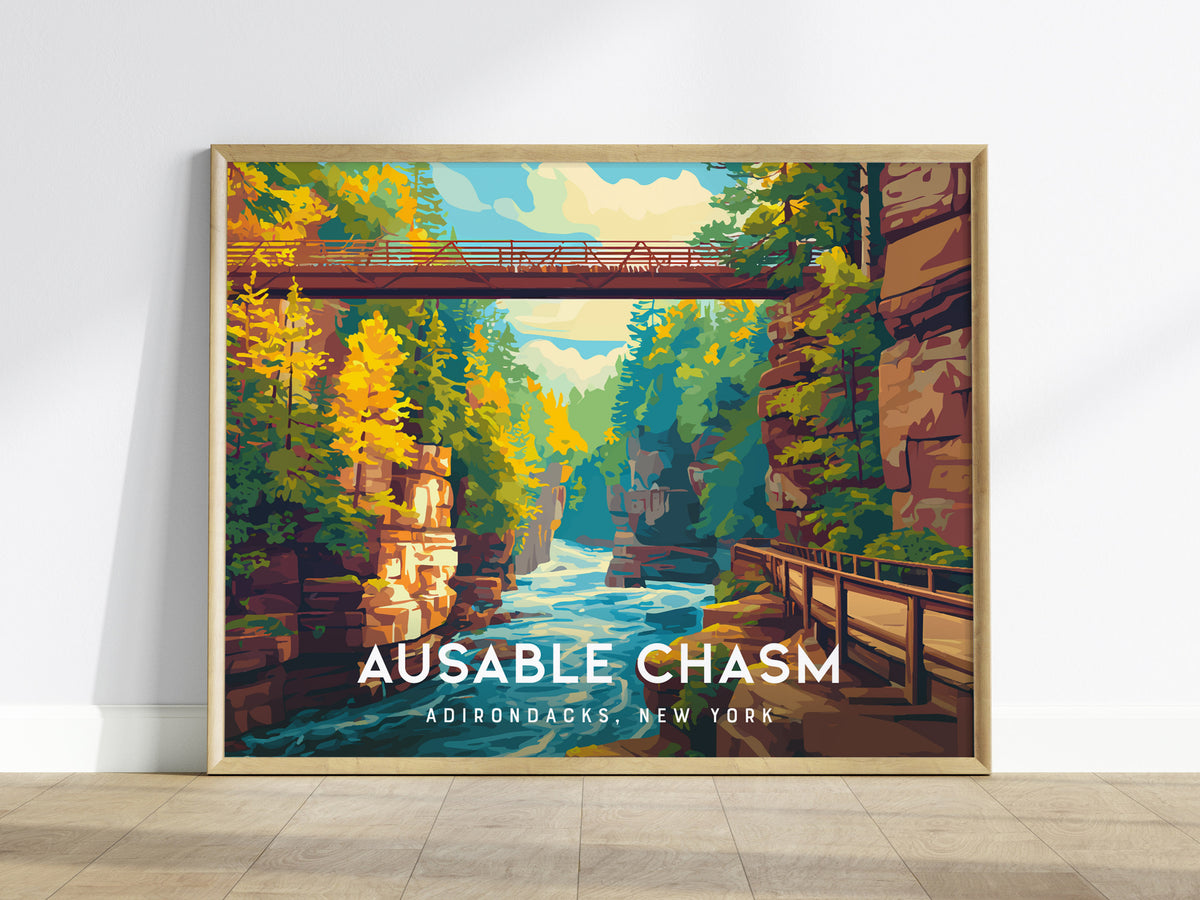 Ausable Chasm, Adirondacks, New York Landscape Poster | Travel Wall Art — framed wall art