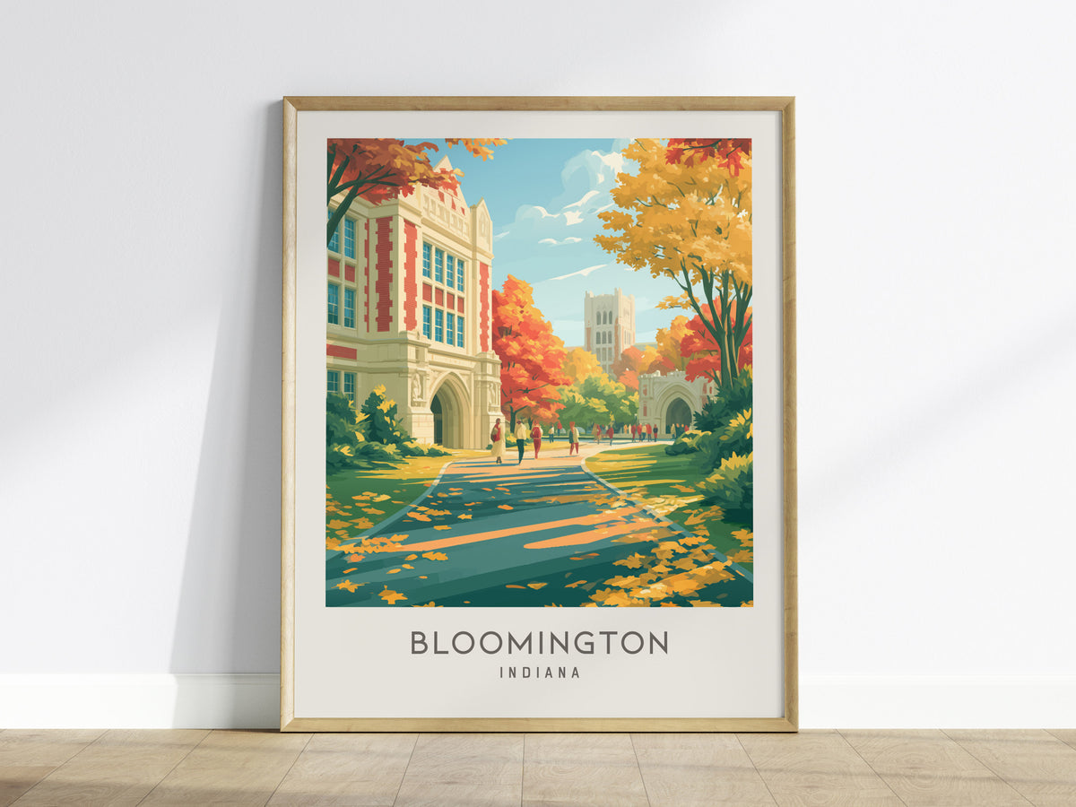 Bloomington Matte Border Poster | Indiana Destination Print Travel Wall Art — framed wall art