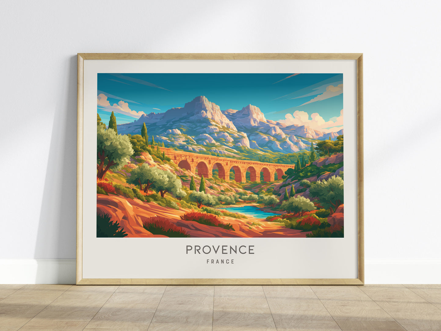 Provence Landscape Matte Border Poster | France Travel Wall Art — framed wall art