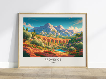 Provence Landscape Matte Border Poster | France Travel Wall Art — framed wall art