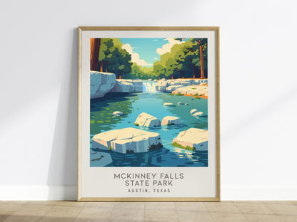 McKinney Falls State Park Matte Border Poster | Austin, Texas Destination Print Travel Wall Art — framed wall art