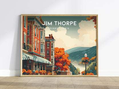 Jim Thorpe, Pennsylvania Landscape Poster | Scenic River Valley Getaway Vacation Wall Art — framed wall art