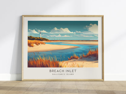 Breach Inlet Landscape Matte Border Poster | Sullivan's Island Beach House Decor Destination Print — framed wall art