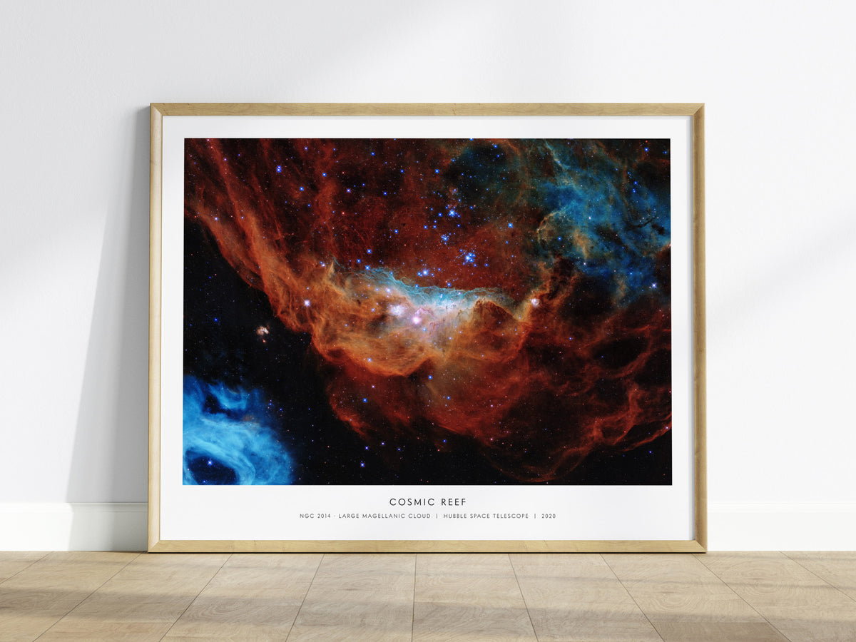 Cosmic Reef Landscape Poster | NGC 2014 · Large Magellanic Cloud Galaxy Wall Art NASA Space Photography — framed wall art