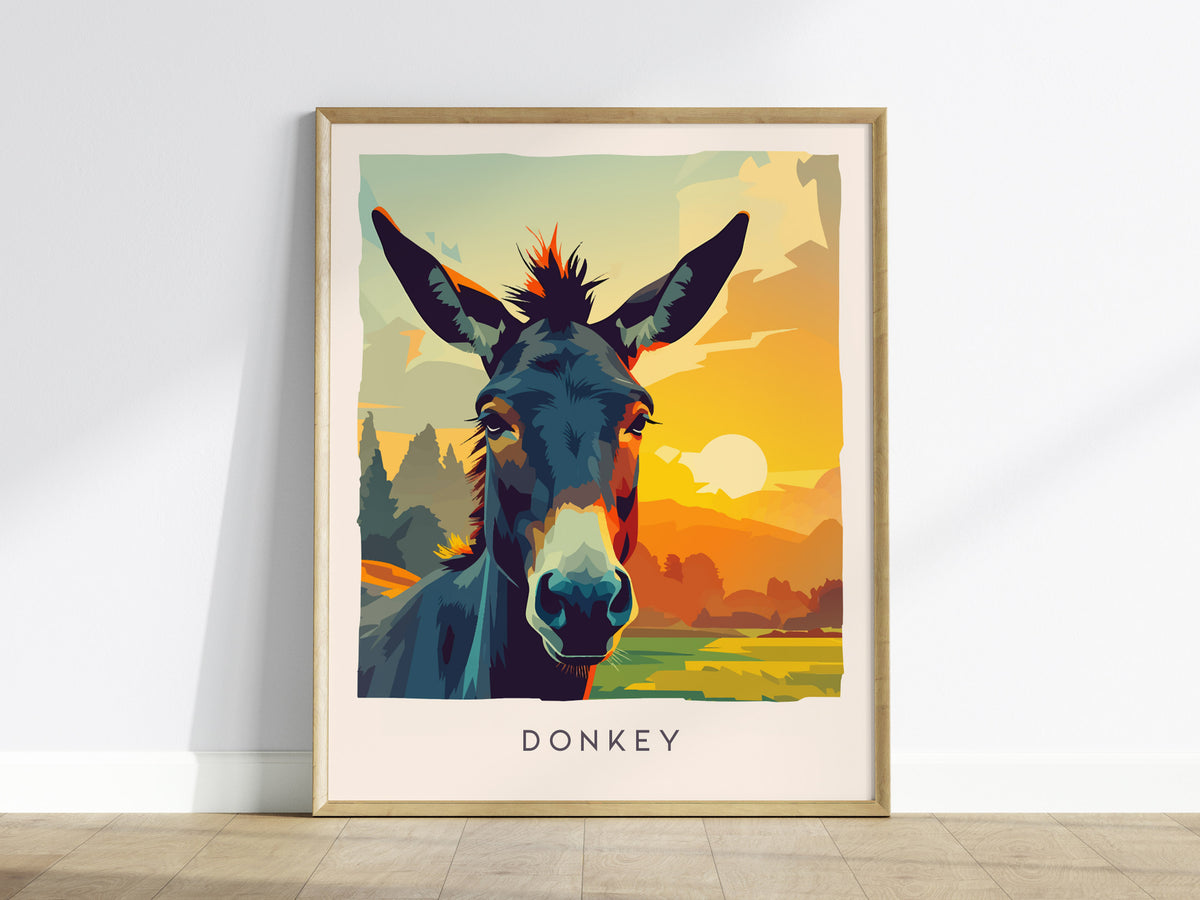 Donkey, Equus asinus Poster | Gentle Farm Wildlife Wall Art — framed wall art