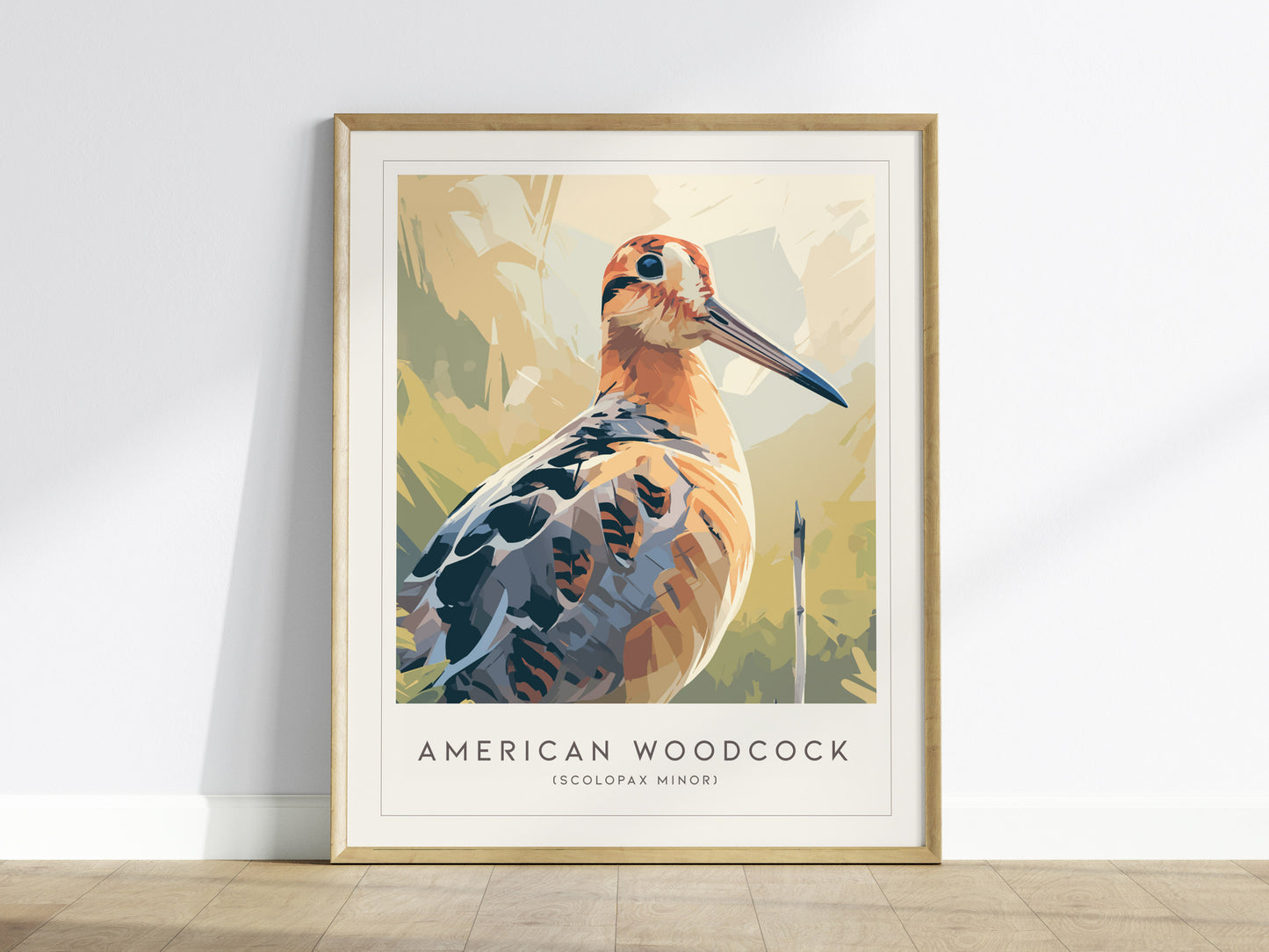 American Woodcock Poster | Woodland Shorebird Nature Illustration Wall Art — framed wall art