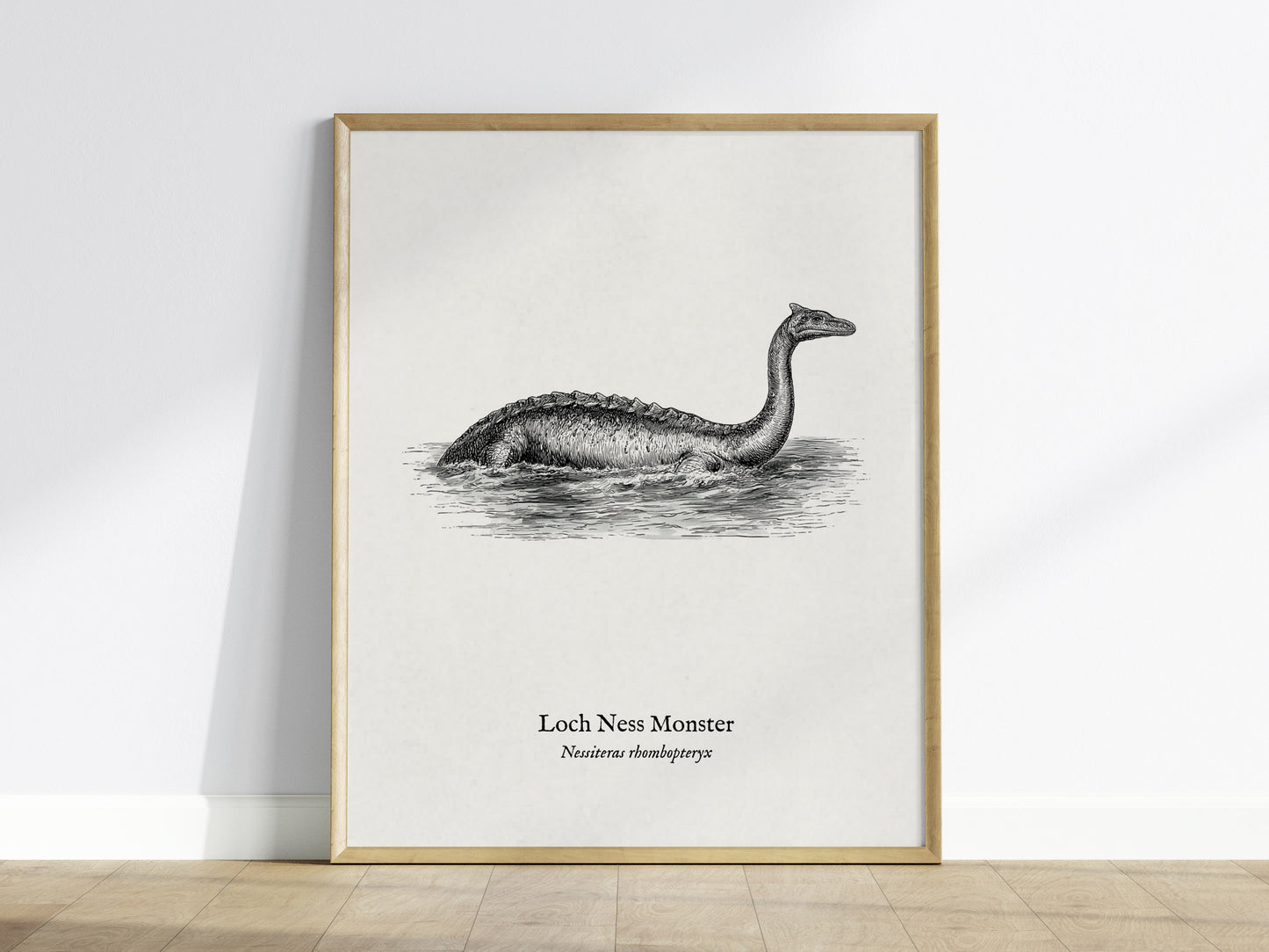 Loch Ness Monster Poster | Vintage Nessiteras rhombopteryx Zoological Illustration Wall Art — framed wall art