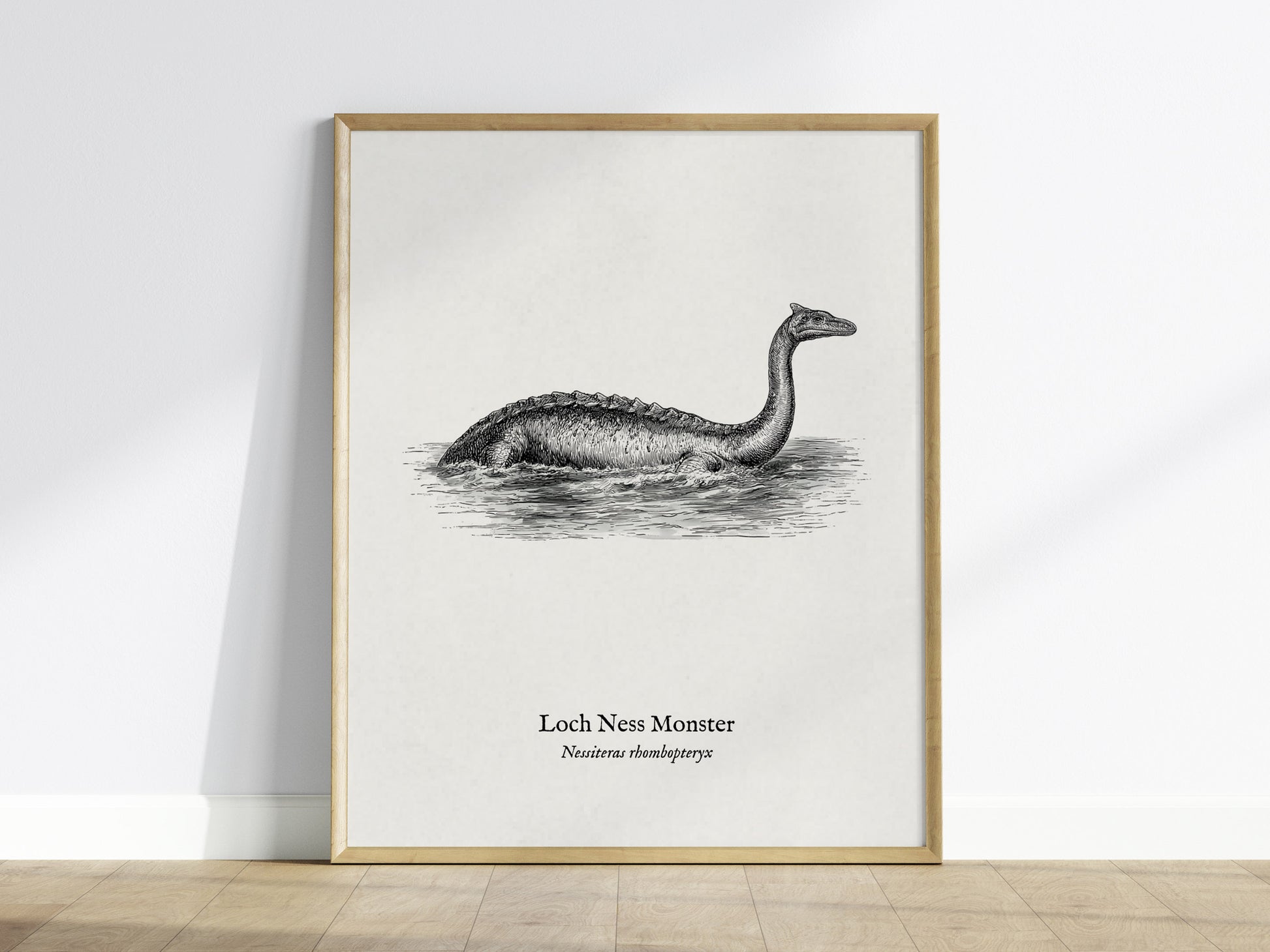 Loch Ness Monster Poster | Vintage Nessiteras rhombopteryx Zoological Illustration Wall Art — framed wall art