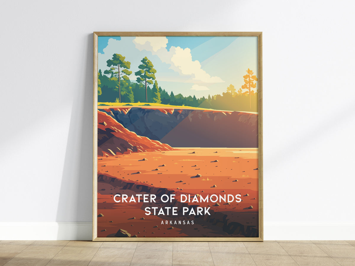 Crater of Diamonds State Park, Arkansas Poster | Gem Mining Adventure Vacation Wall Art — framed wall art