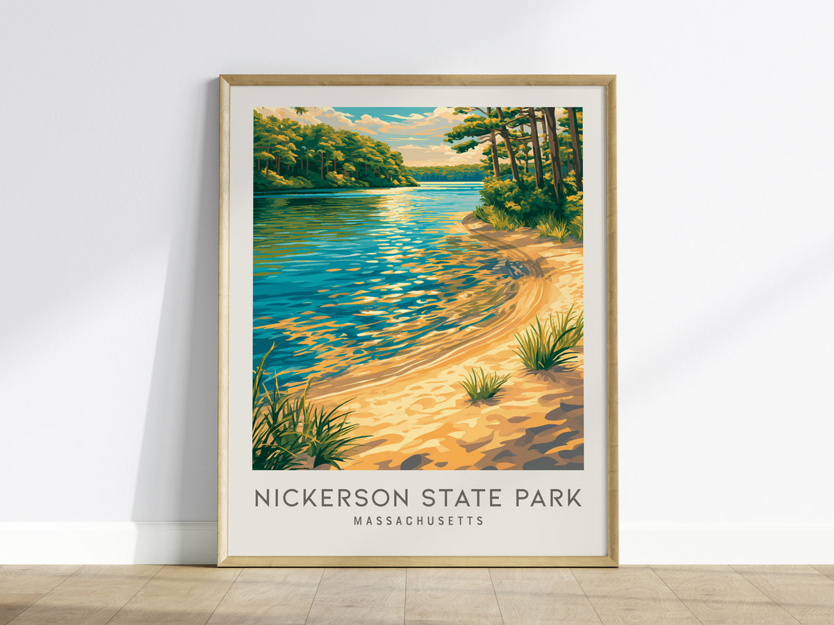 Nickerson State Park Matte Border Poster | Massachusetts Destination Print Travel Wall Art — framed wall art