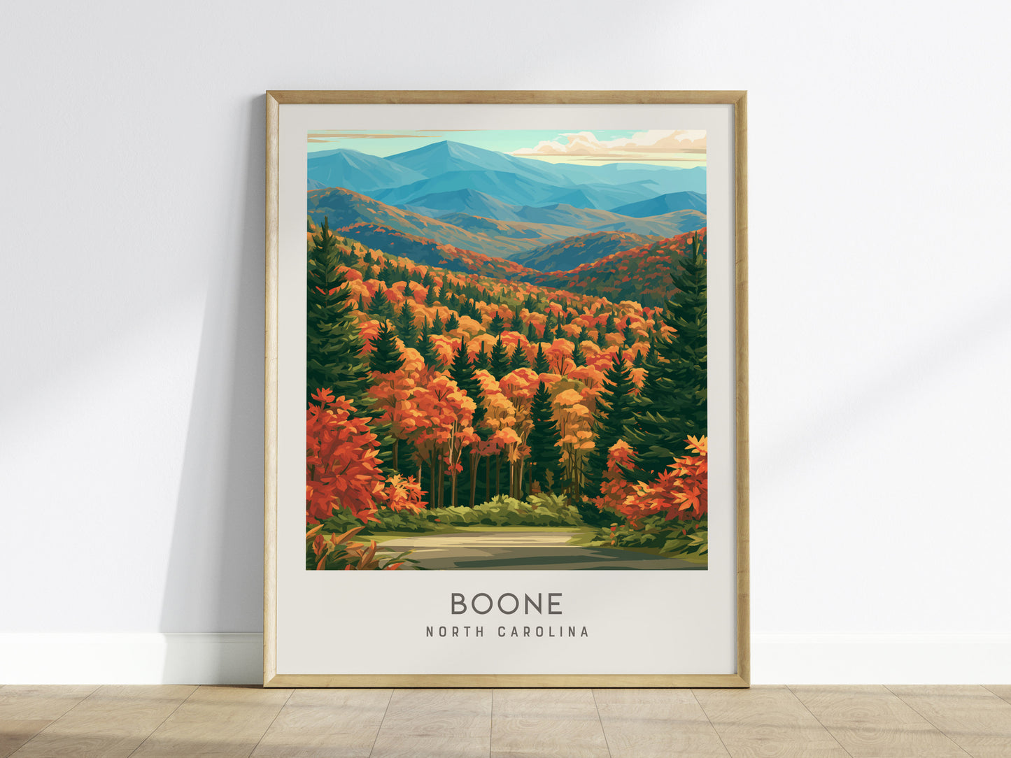 Boone Matte Border Poster | North Carolina Travel Wall Art — framed wall art