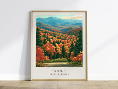 Boone Matte Border Poster | North Carolina Travel Wall Art — framed wall art