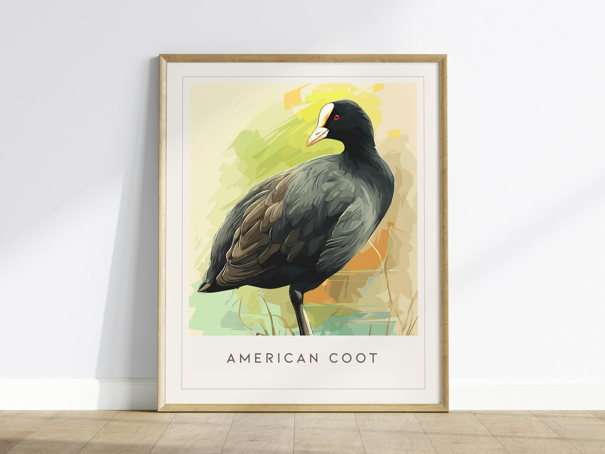 American Coot Poster | Waterbird on a Quiet Marsh Wall Art — framed wall art