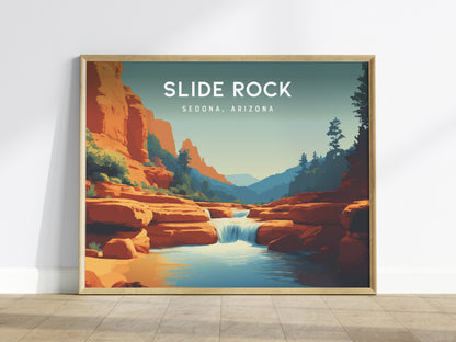 Slide Rock Landscape Poster | Sedona, Arizona Red Canyon Framed or Unframed Wall Art — framed wall art
