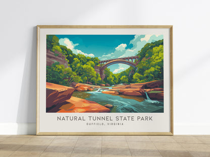 Natural Tunnel State Park Landscape Matte Border Poster | Duffield, Virginia Vacation Wall Art — framed wall art