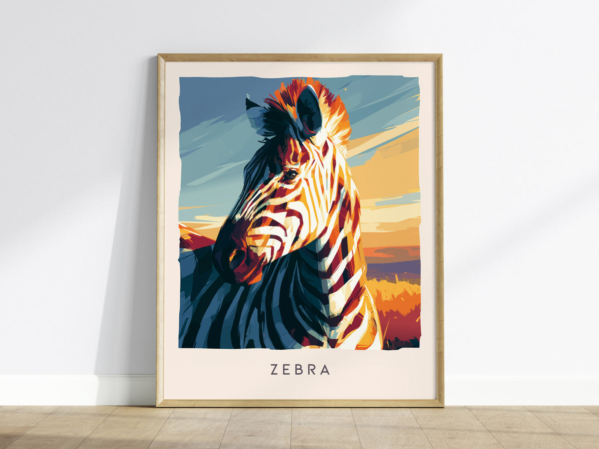 Zebra, Africa Poster | Bold Stripes on the Savanna Wall Art — framed wall art