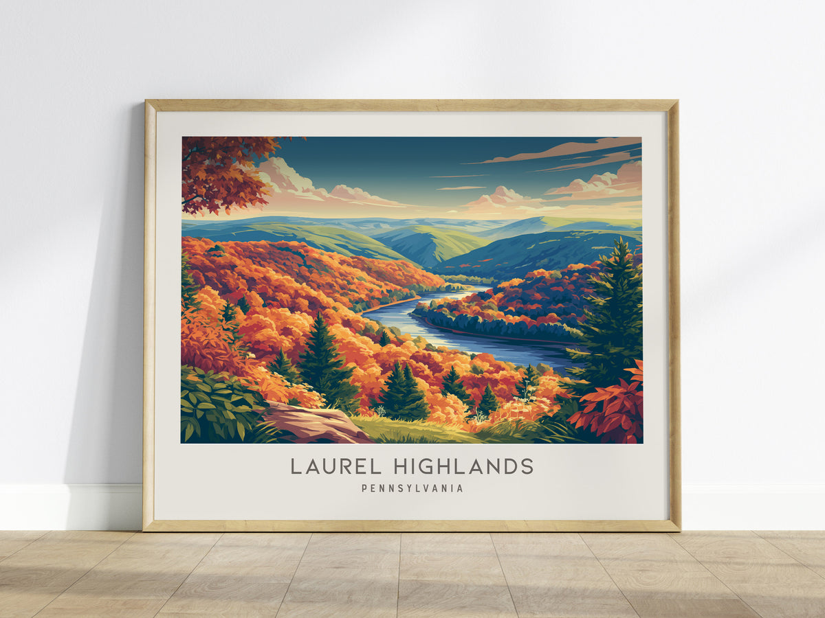 Laurel Highlands Landscape Matte Border Poster | Pennsylvania Vacation Wall Art — framed wall art