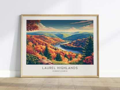 Laurel Highlands Landscape Matte Border Poster | Pennsylvania Vacation Wall Art — framed wall art