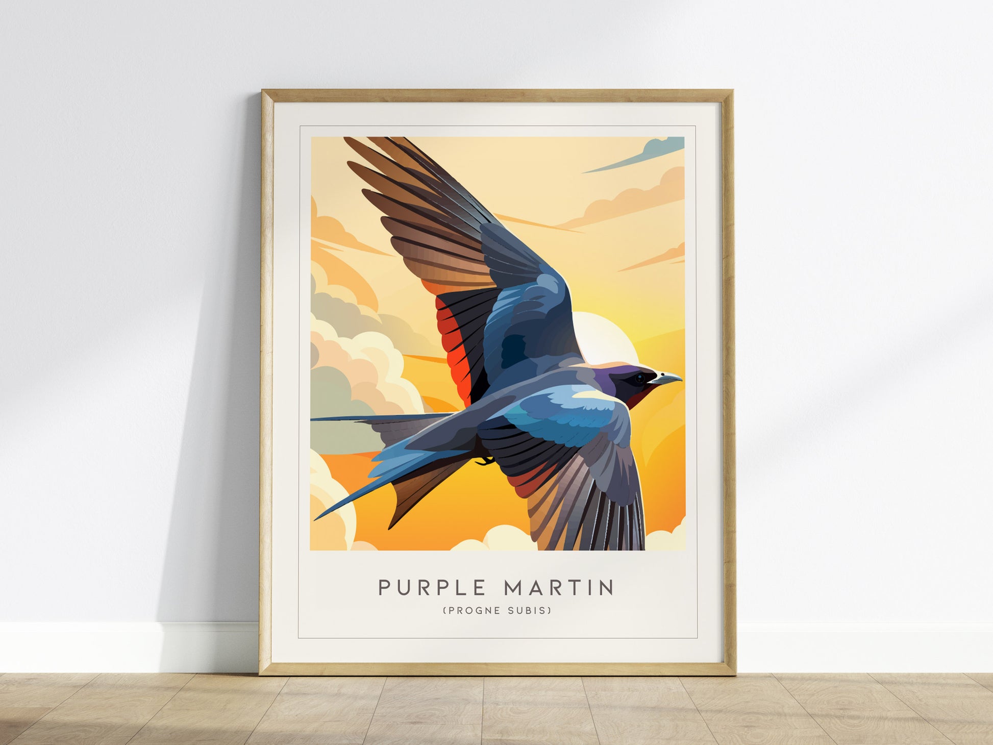 Purple Martin Poster | Graceful Songbird in Golden Light Wall Art — framed wall art