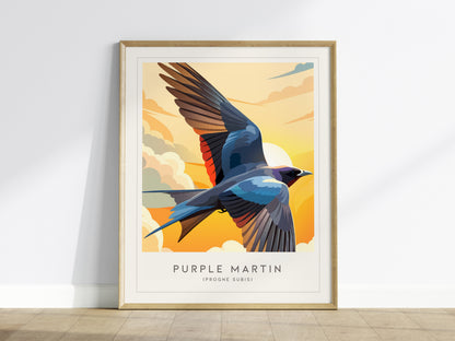 Purple Martin Poster | Graceful Songbird in Golden Light Wall Art — framed wall art