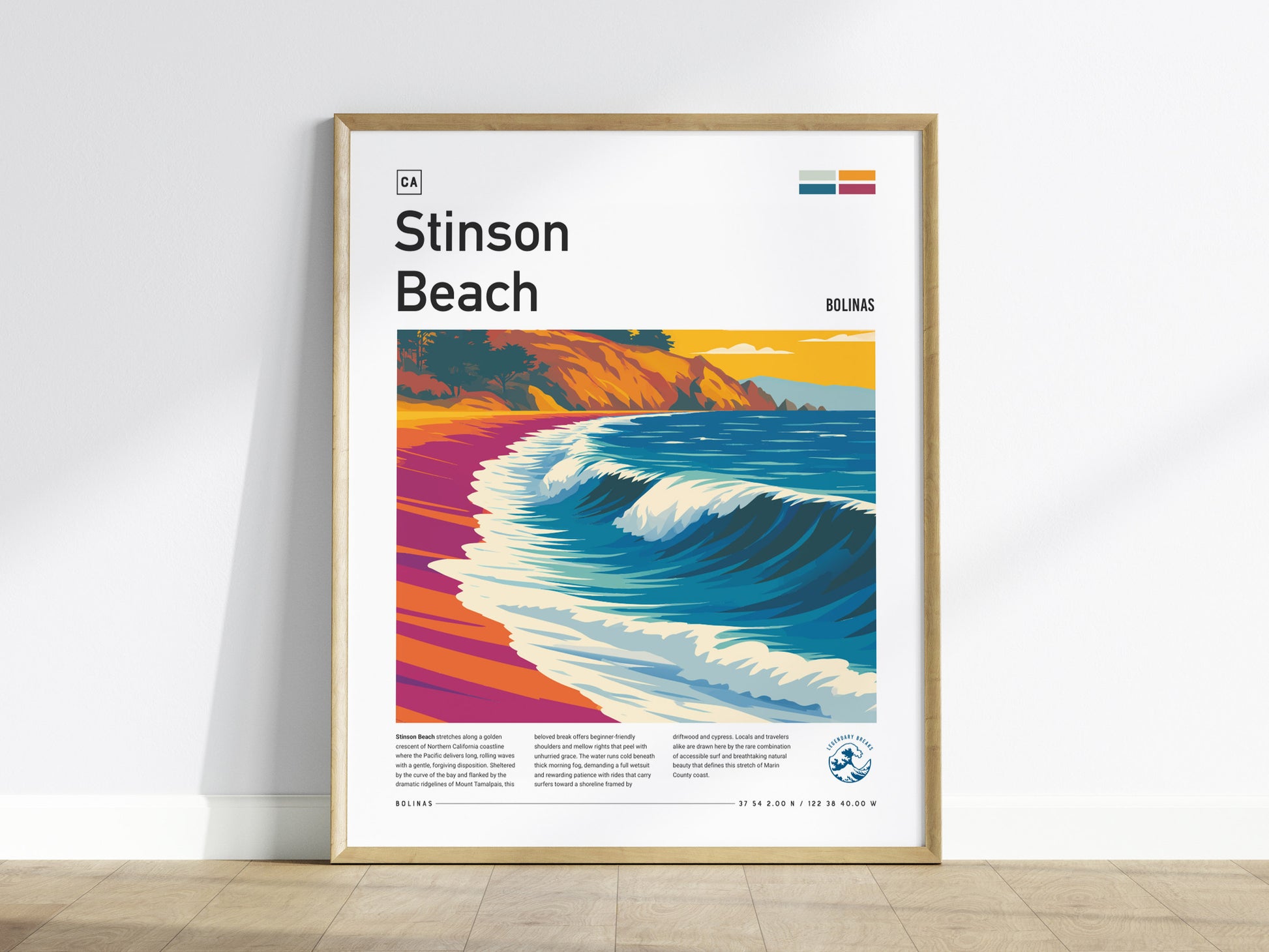 Stinson Beach, California Poster | Golden Coast Surf & Sunset Wall Art — framed wall art