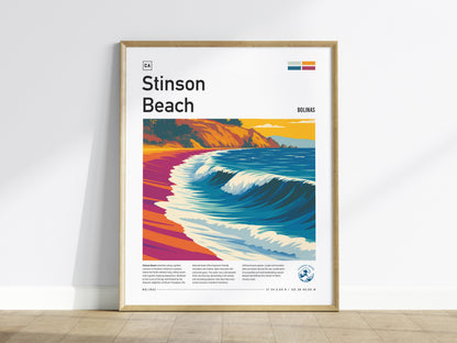 Stinson Beach, California Poster | Golden Coast Surf & Sunset Wall Art — framed wall art