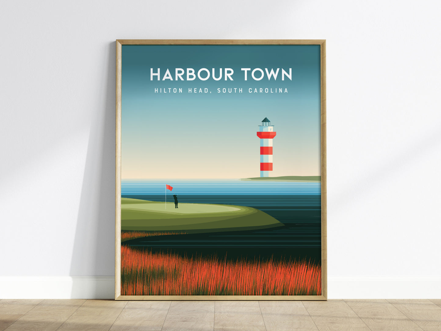 Harbour Town Golf Links, Hilton Head, South Carolina Poster | Iconic Lighthouse & Fairway Wall Art — framed wall art