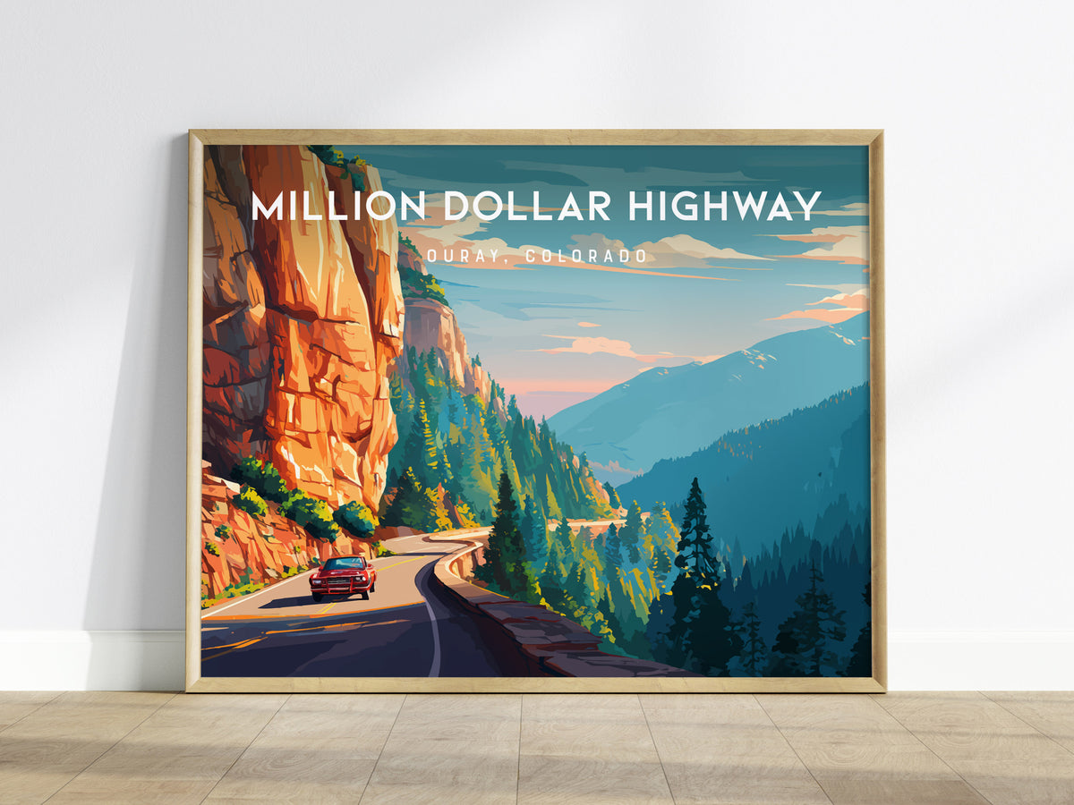 Million Dollar Highway Landscape Poster | Ouray, Colorado Framed or Unframed Alpine Road Art — framed wall art