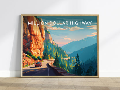 Million Dollar Highway Landscape Poster | Ouray, Colorado Framed or Unframed Alpine Road Art — framed wall art