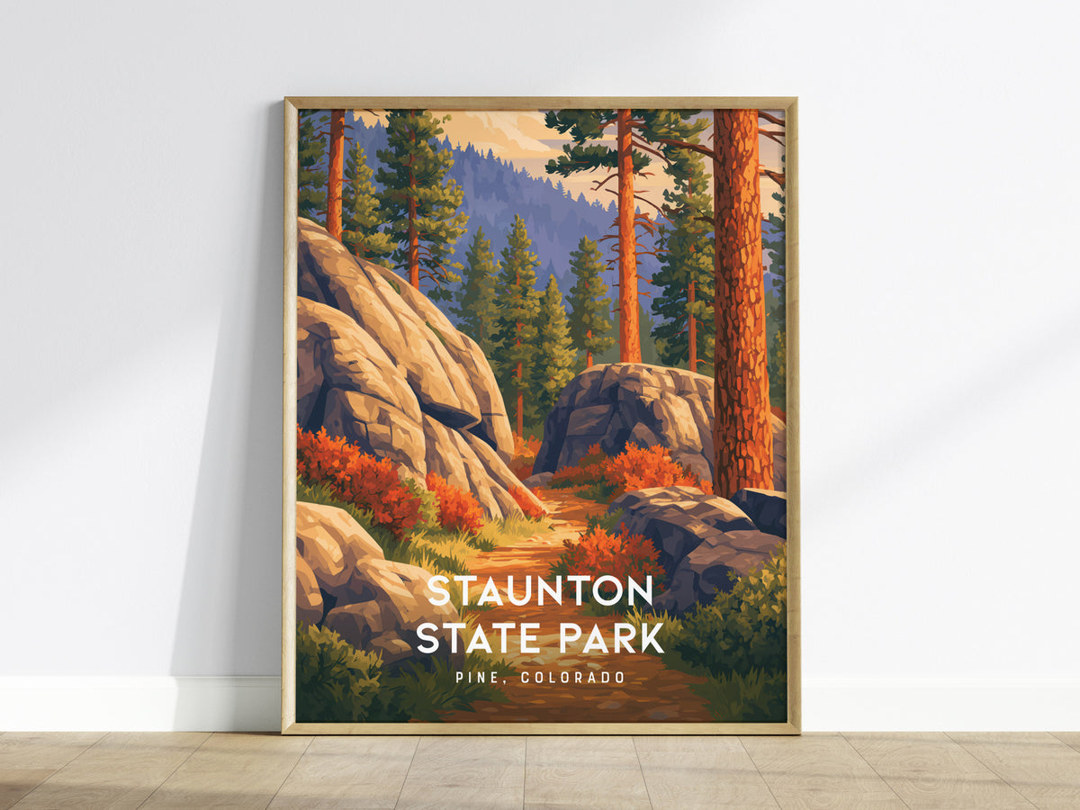 Staunton State Park, Pine, Colorado Poster | Rocky Mountain Trail Adventure Wall Art — framed wall art