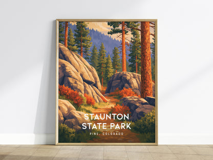 Staunton State Park, Pine, Colorado Poster | Rocky Mountain Trail Adventure Wall Art — framed wall art