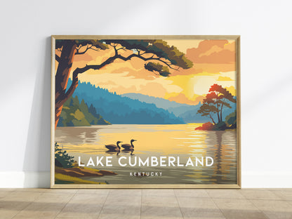 Lake Cumberland, Kentucky Landscape Poster | Framed or Unframed Lake House Decor Wall Art — framed wall art