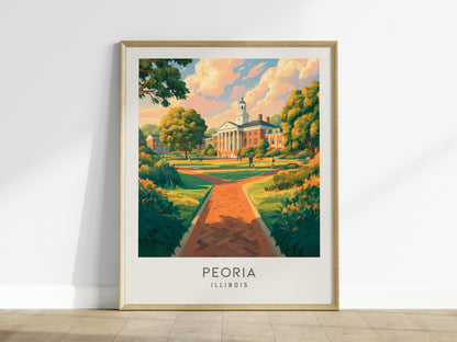 Peoria Matte Border Poster | Illinois Destination Print Travel Wall Art — framed wall art