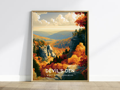 Devil's Den, West Fork, Arkansas Poster | Ozark Forest Cave Explorer Wall Art — framed wall art