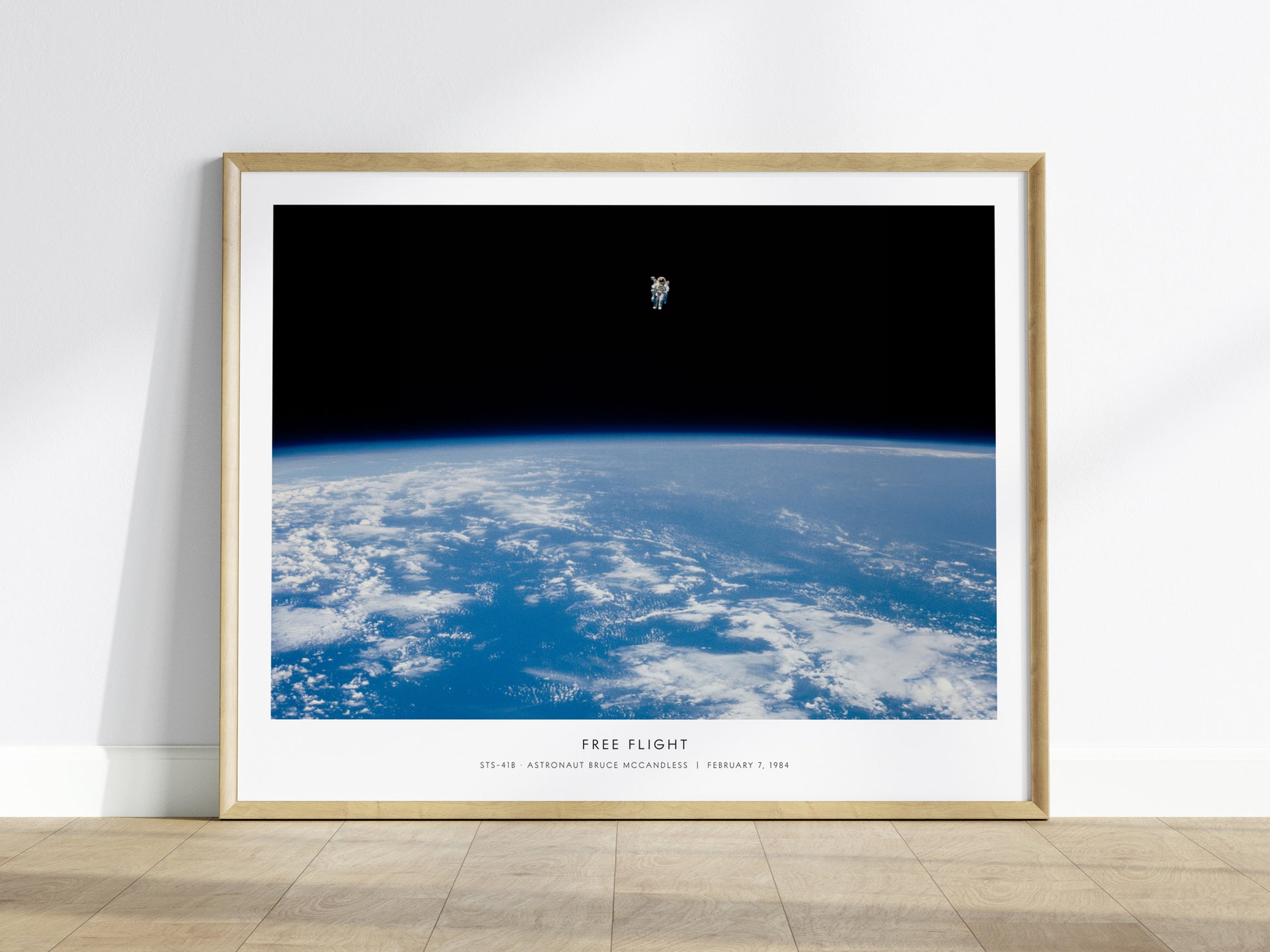 Free Flight Landscape Poster | Sts-41b · Astronaut Bruce Mccandless | STS-41B Astronaut Bruce McCandless NASA Space Photograp