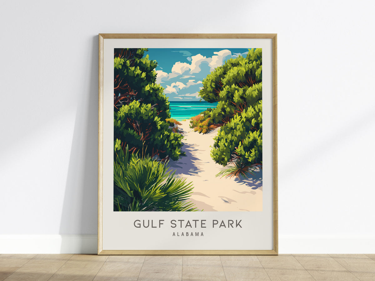 Gulf State Park Matte Border Poster | Alabama Coastal Beach Decor Travel Wall Art — framed wall art