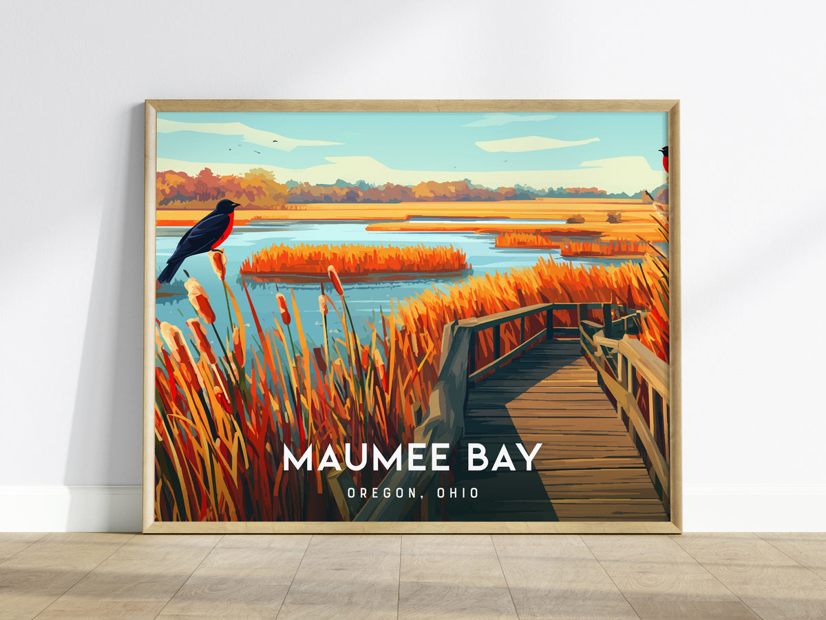 Maumee Bay Landscape Poster | Oregon, Ohio Vacation Wall Art — framed wall art