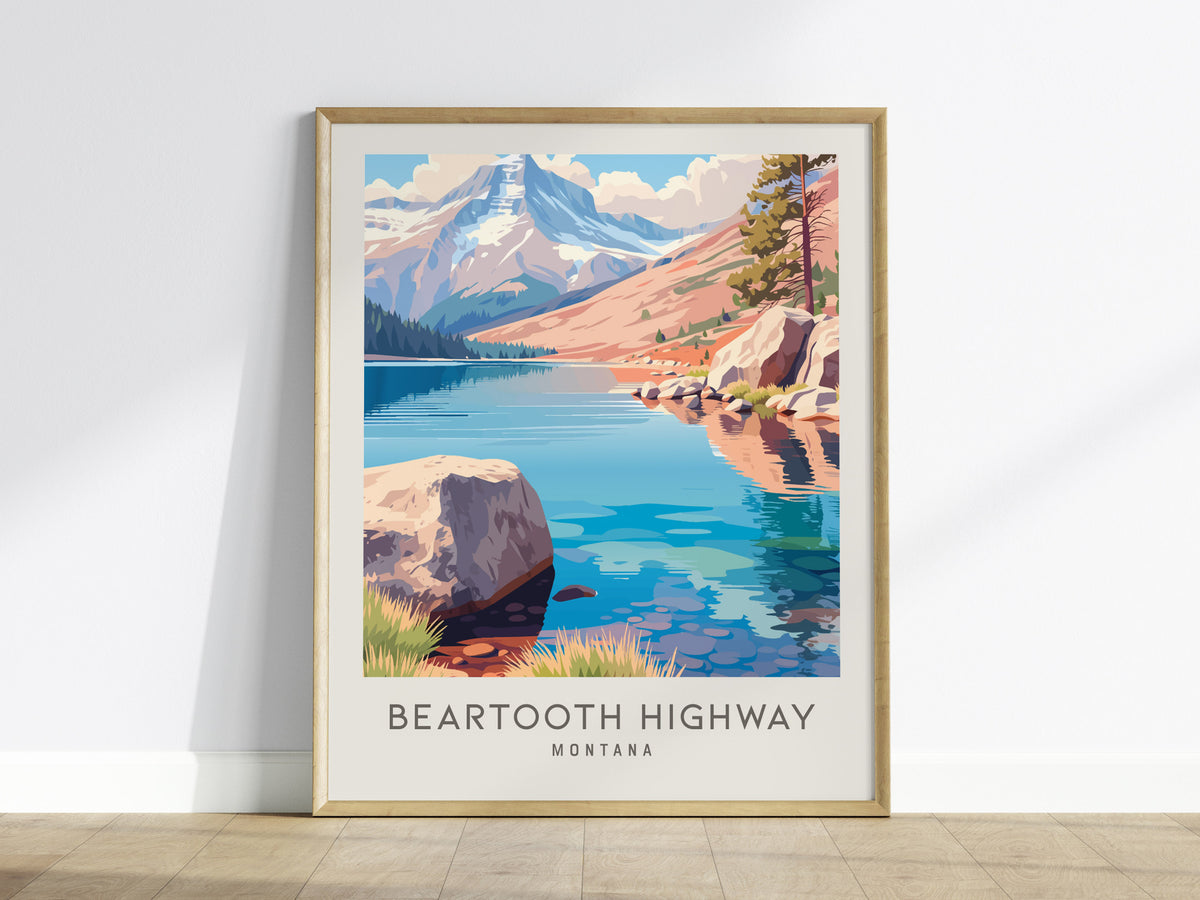 Beartooth Highway Matte Border Poster | Montana Destination Print Travel Wall Art — framed wall art