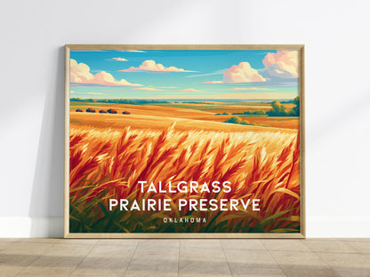 Tallgrass Prairie Preserve Landscape Poster | Oklahoma Vacation Wall Art — framed wall art