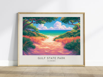 Gulf State Park Landscape Matte Border Poster | Alabama Vacation Wall Art Tropical Beach Print — framed wall art