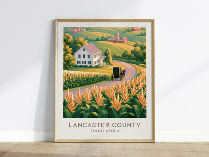 Lancaster County Matte Border Poster | Pennsylvania Destination Print Travel Wall Art — framed wall art