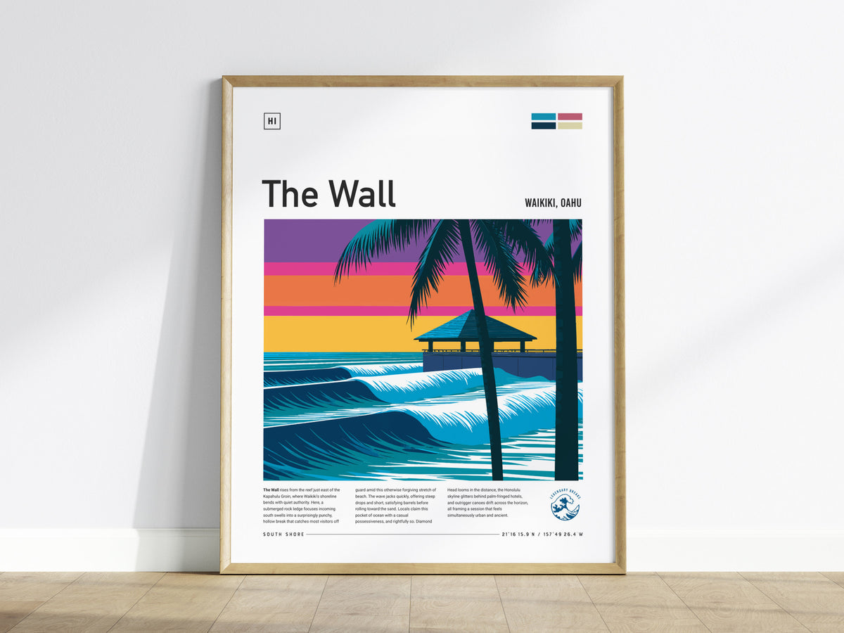 The Wall, Hawaii Poster | Epic Big Wave Surf Break Wall Art — framed wall art