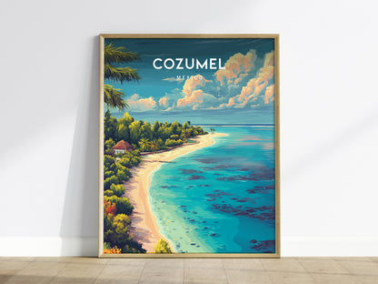 Cozumel, Mexico Poster | Caribbean Island Travel Gift Wall Art — framed wall art