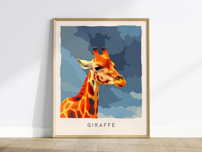 Neon Giraffe Pop Art Poster | Retro 80s Safari Wall Art Print — framed wall art