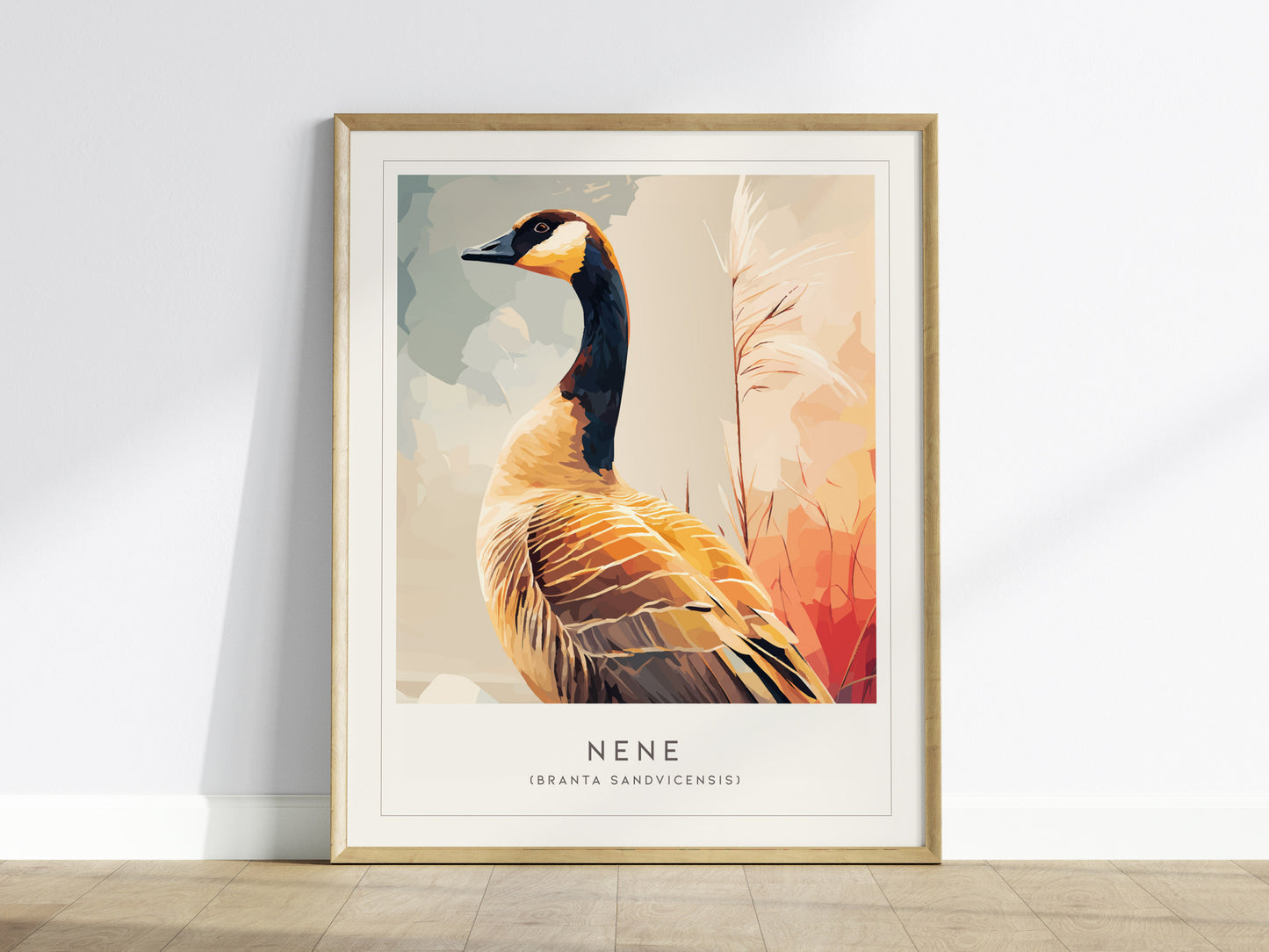 Nene (Hawaiian Goose), Hawaii Poster | Tropical Wildlife & Volcano Island Wall Art — framed wall art