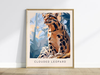 Clouded Leopard, Neofelis Nebulosa Poster | Exotic Wildlife Wall Art — framed wall art